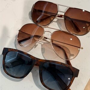 Women's Aviator and Tortoiseshell Sunglasses Trio - Brown & Tortoise